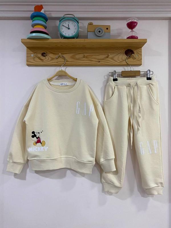 Çocuk Eşofman Takımı – Mickey Mouse & Logo Baskılı, 3 İplik Kumaş - Image 1