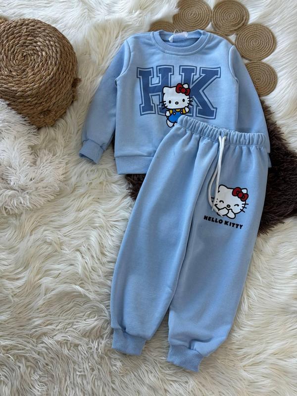 ​​​​​​​Kız Çocuk Eşofman Takımı – Hello Kitty Baskılı, 3 İplik Kumaş - Image 1