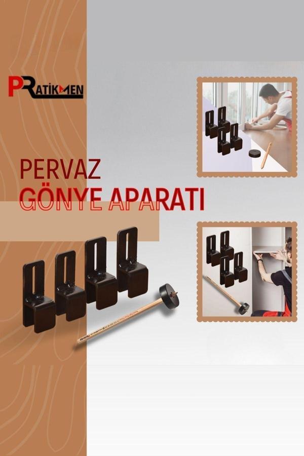 Pratikmen Pervaz Gönye Aparatı 4'Lü Ve Duvar Çizim Kalemi - Image 1