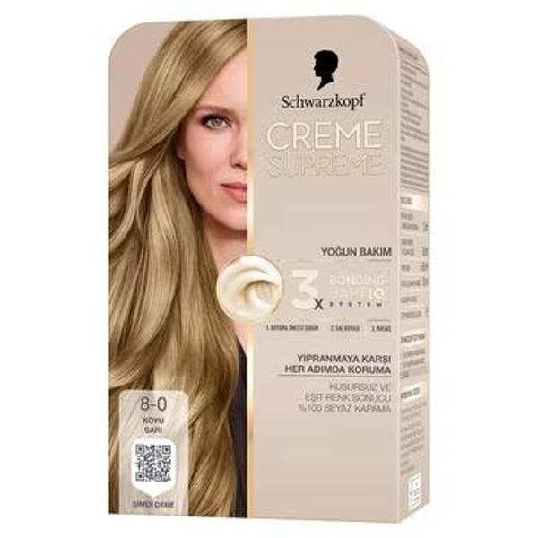 Schwarzkopf Creme Supreme Saç Boyası Koyu Sarı 8-0 - Image 1