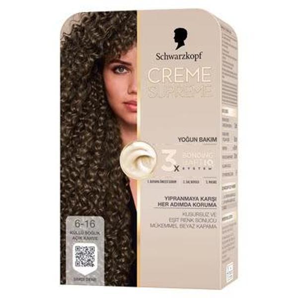 Schwarzkopf Creme Supreme Saç Boyası Küllü Soğuk Açık 6-16 - Image 1