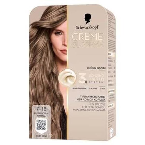 Schwarzkopf Creme Supreme Saç Boyası Küllü Soğuk Kumral 7-16 - Image 1