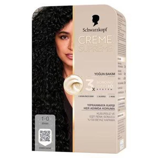 Schwarzkopf Creme Supreme Saç Boyası Siyah 1-0 - Image 1