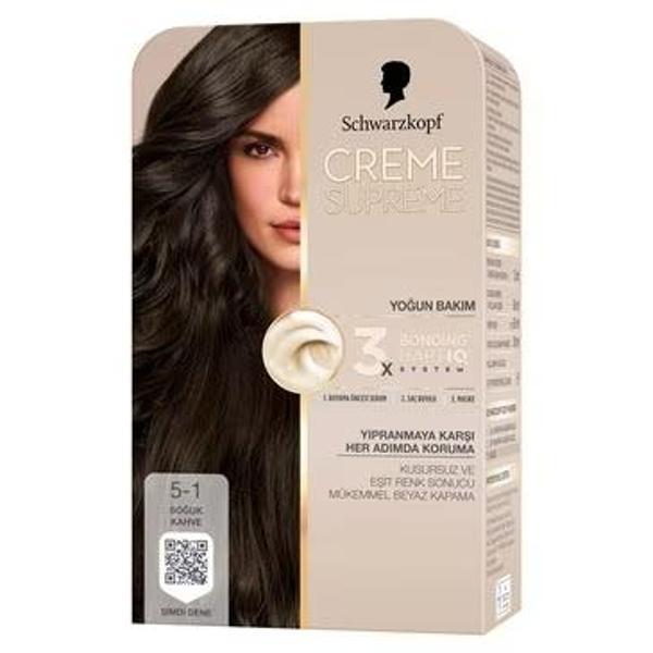 Schwarzkopf Creme Supreme Saç Boyası Soğuk Kahve 5-1 - Image 1