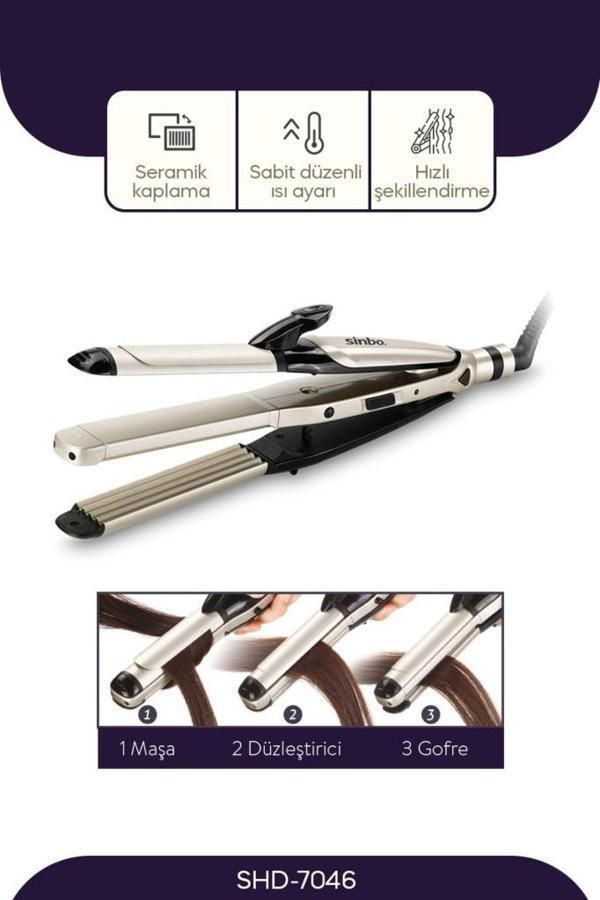 Saç Maşası 3in1 Fonksiyonel Saç Maşası 25 mm Kalın Bukle SHD-7046 - Image 1