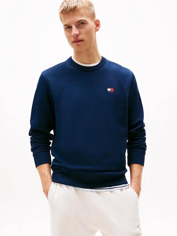 Tommy Hilfiger TJM Armalı Normal Kesim Bisiklet Yaka Erkek Mavi Kazak DM0DM20660C1G - Image 1