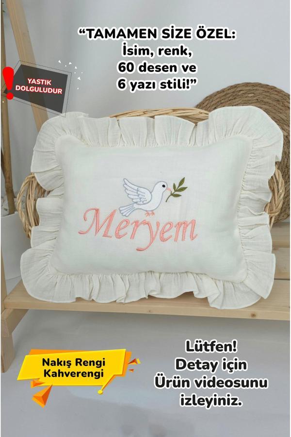 Gros Shop Müslin Yeni Doğan 4Katlı Organik %100Pamuk Kişiye Özgü Nakışlı Hastane Çıkış Seti (Kuş Model-3) - Image 1
