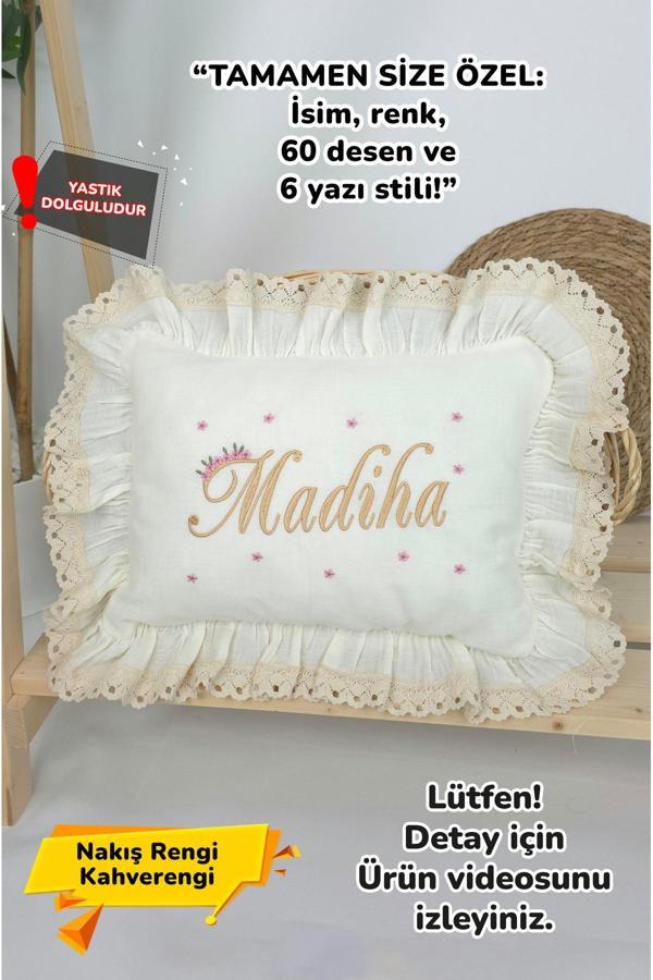 Gros Shop Müslin Yeni Doğan 4Katlı Organik %100Pamuk Kişiye Özgü Nakışlı Hastane Çıkış Seti (Papatya Model-10) - Image 1