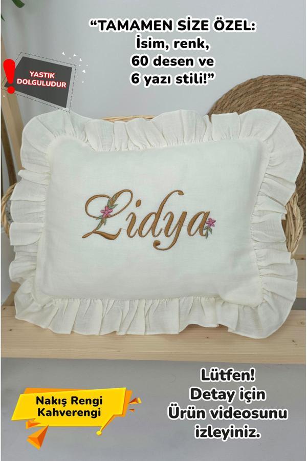 Gros Shop Müslin Yeni Doğan 4Katlı Organik %100Pamuk Kişiye Özgü Nakışlı Hastane Çıkış Seti (Papatya Model-9) - Image 1