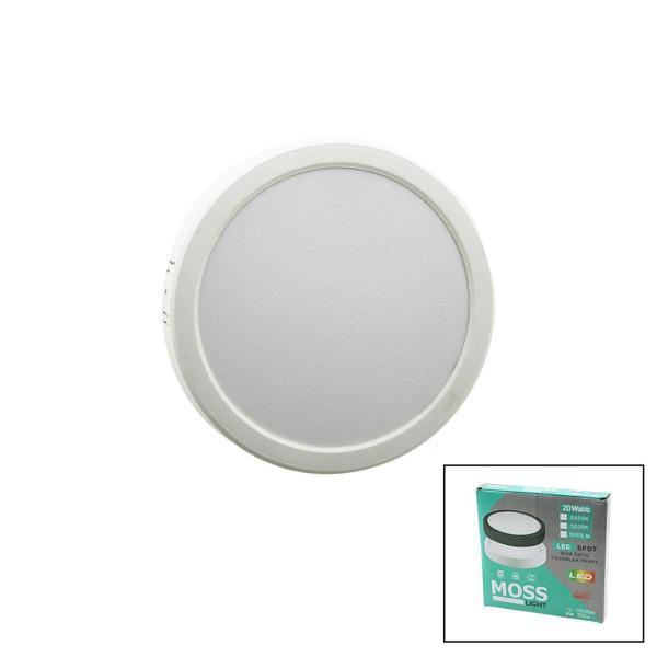 MOSS LIGHT 20W YUVARLAK BEYAZ METAL KASA SIVA ÜSTÜ LED SLİM PANEL 1350LM (2818) - Image 1