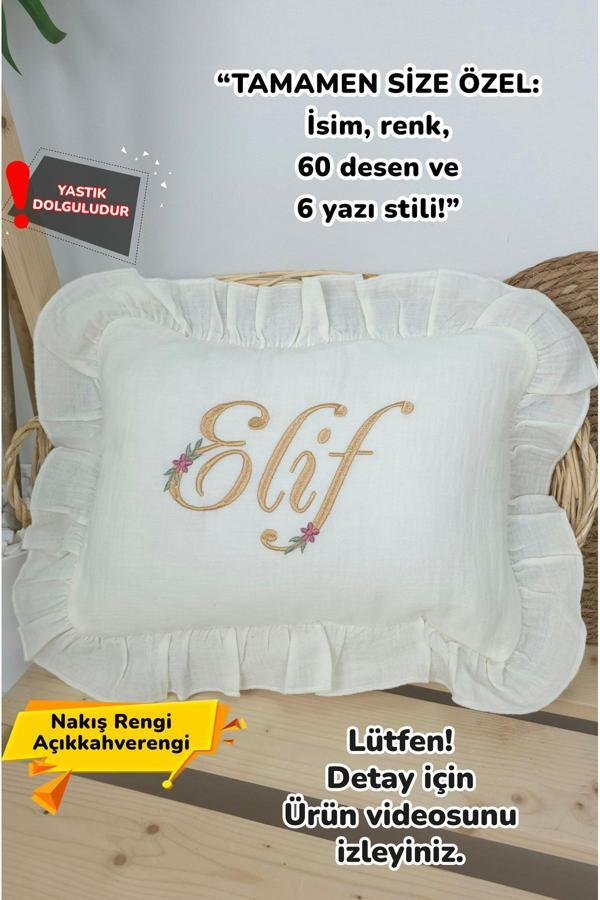 Gros Shop Müslin Yeni Doğan 4Katlı Organik %100Pamuk Kişiye Özgü Nakışlı Hastane Çıkış Seti (Papatya Model-7) - Image 1