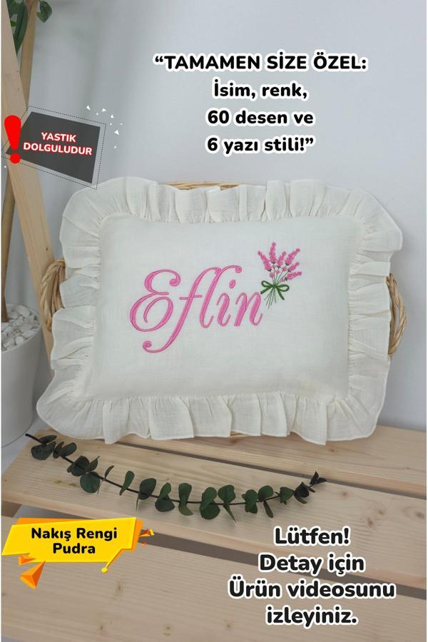 Gros Shop Müslin Yeni Doğan 4Katlı Organik %100Pamuk Kişiye Özgü Nakışlı Hastane Çıkış Seti (Lavanta Modeli) - Image 1