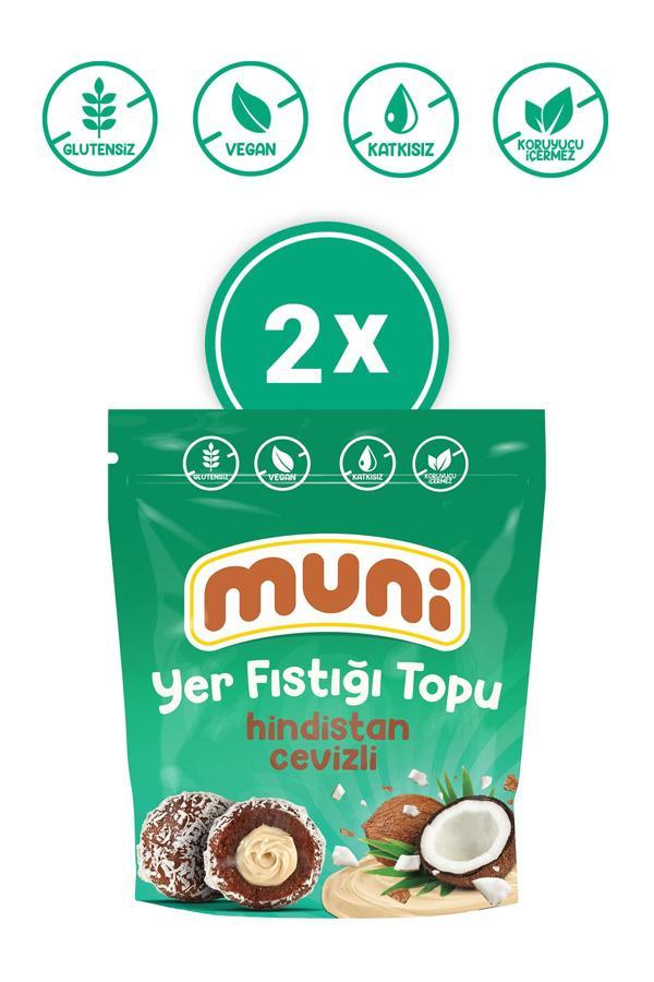 Muni Glutensiz, Katkısız Hindistan Cevizli Yer Fıstığı Topu 2'Li - Image 1