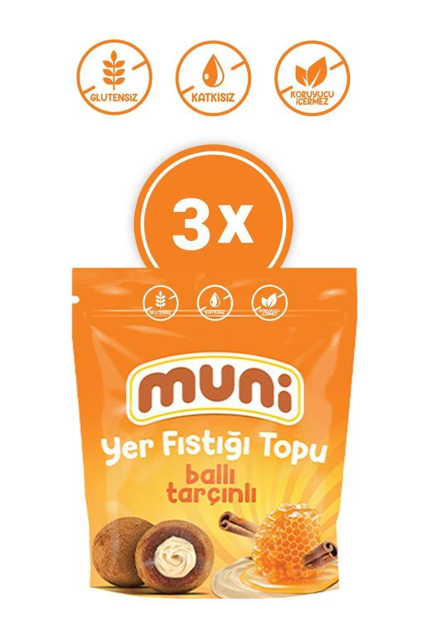 Muni Glutensiz, Katkısız Ballı Tarçınlı Yer Fıstığı Topu 3'Lü - Image 1