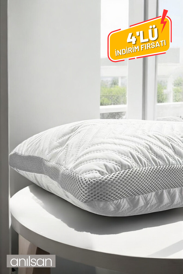 4'lü Klimalı Ortopedik Yastık - Yumuşak ve Hava Kanallı 50x70 cm, 800gr Premium Silikon - Image 1