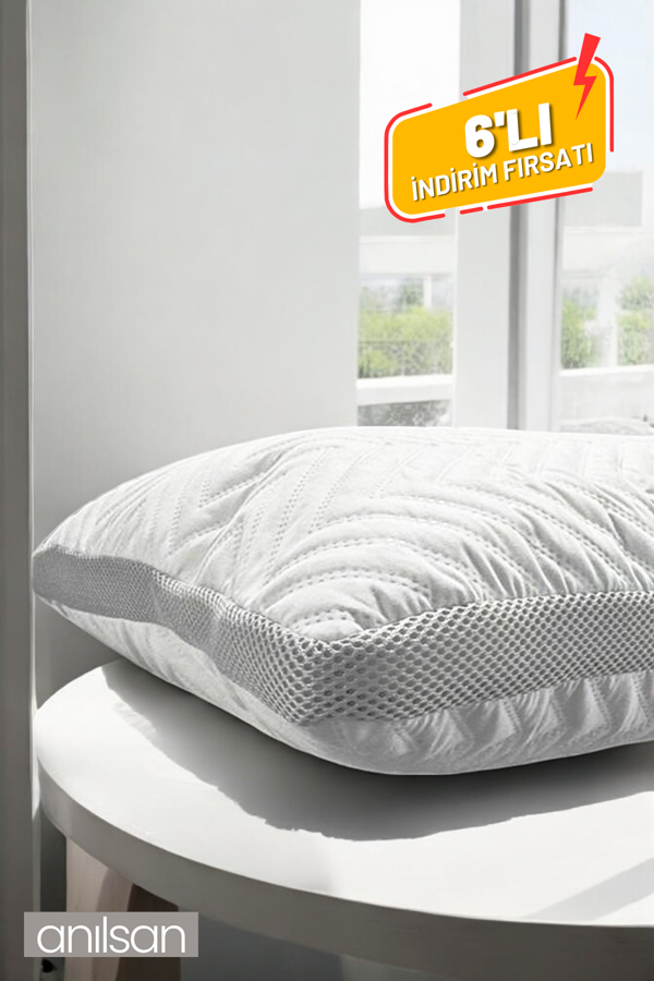 6'lı Klimalı Ortopedik Yastık - Yumuşak ve Hava Kanallı 50x70 cm, 800gr Premium Silikon - Image 1