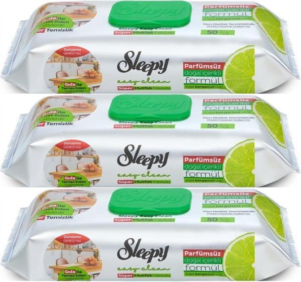 Sleepy Easy Clean Yüzey Temizlik Mutfak Havlusu -Mendili  50 Yaprak Bergomot Yağlı (3Lü Set) 150Yprk - Image 1
