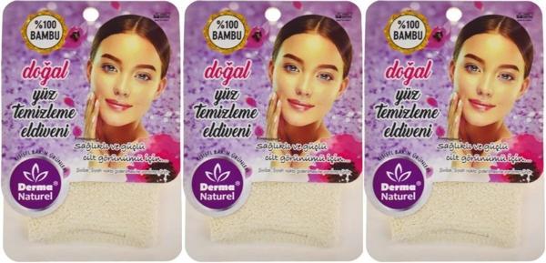 Derma Naturel Bambu Yüz Temizleme Eldiveni MS-32 (3 Lü Set) - Image 1