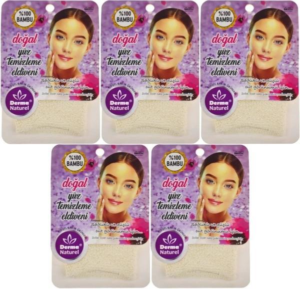 Derma Naturel Bambu Yüz Temizleme Eldiveni MS-32 (5 Li Set) - Image 1