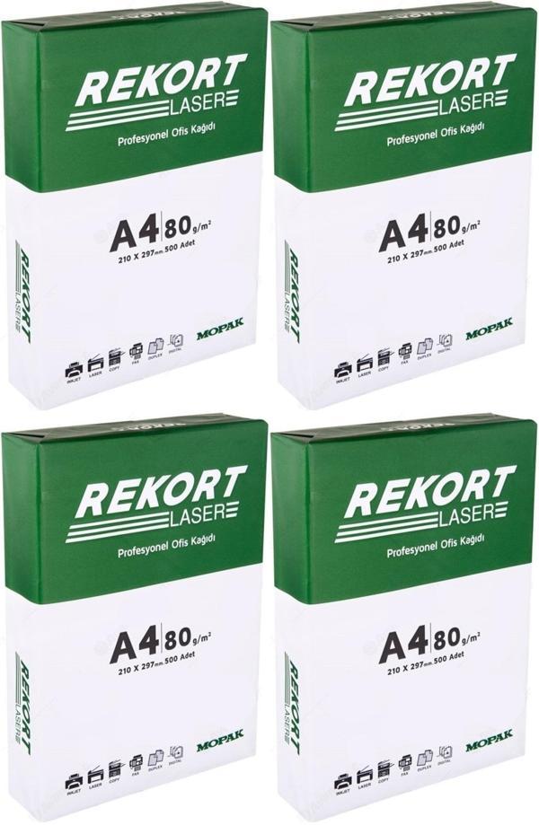 Mopak Rekort A4 80GR/M2 Fotokopi Kağıdı 2000 Adet (4PK*500) - Image 1