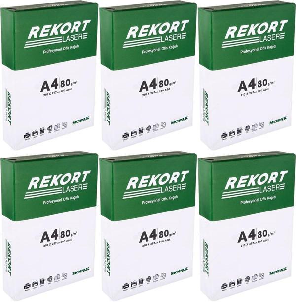Mopak Rekort A4 80GR/M2 Fotokopi Kağıdı 3000 Adet (6PK*500) - Image 1