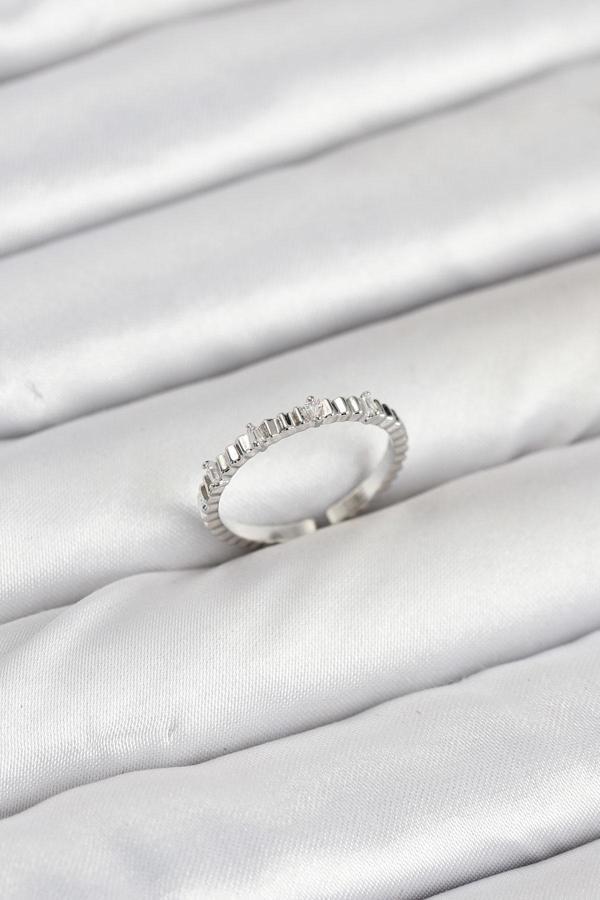 Pirinç Gümüş Renk Lazer Kesim Kadın Yüzük - EBJ250927W37980 - Image 1