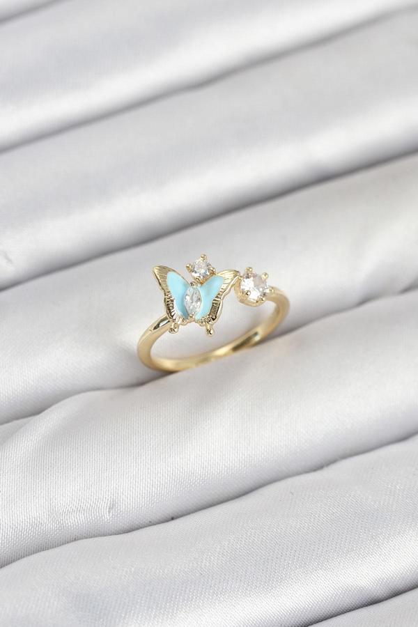 Pirinç Gold Renk Kelebek Model Kadın Yüzük - EBJ250927W37951 - Image 1