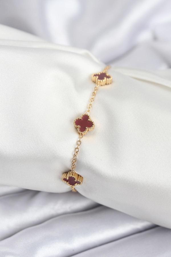 Gold Renk Bordo Baby Boy Yonca Kadın Bileklik - EBJ250920W37893 - Image 1