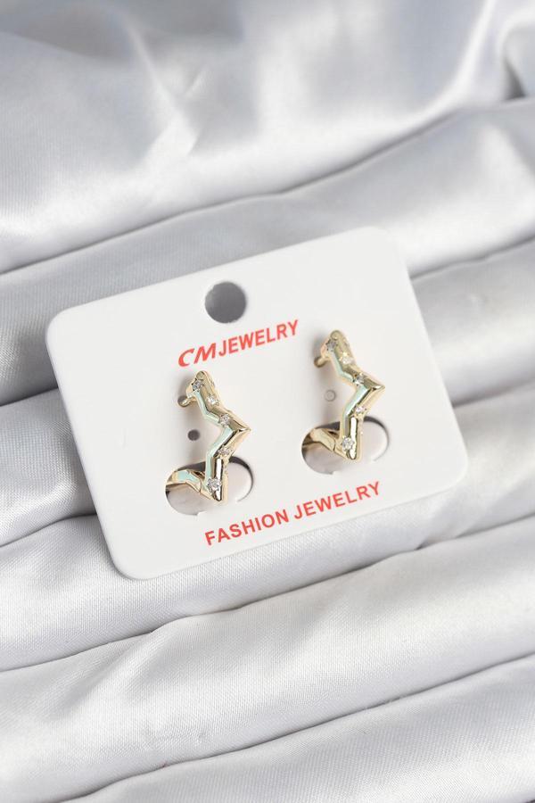 Pirinç Gold Renk Yıldız Model Kadın Küpe - EBJ250927W37993 - Image 1