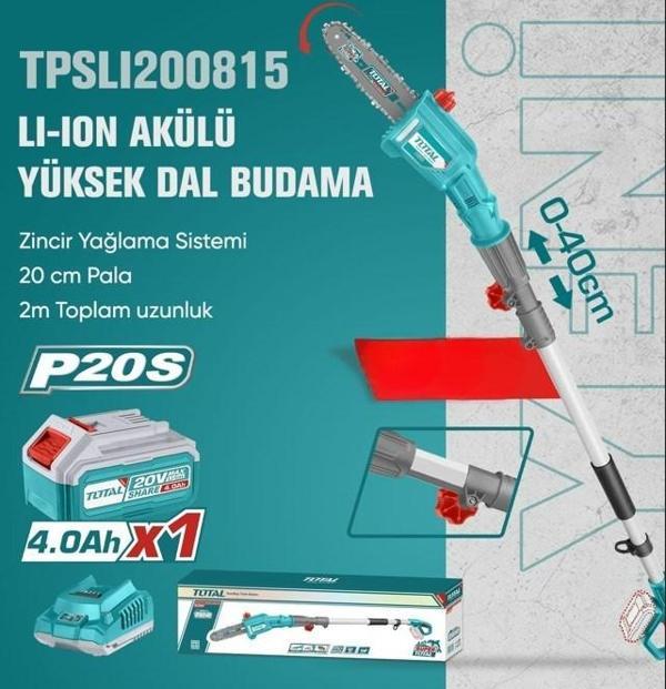 Total TPSLI200815 Akülü Yüksek Dal Budama 4,0 Ah - Image 1