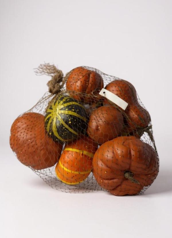 Yapay Bal Kabağı Süs Kabağı Helowen Dekoratif Kabak 10lu Set 5-8cm Filede Turuncu ve Yeşil - Image 1
