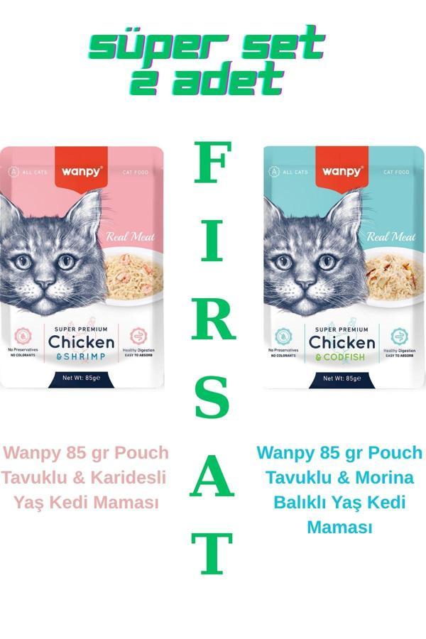 Wanpy Süper Set 2'Li Karides Ve Morina Balık'lı Kedi Ödül Maması. - Image 1
