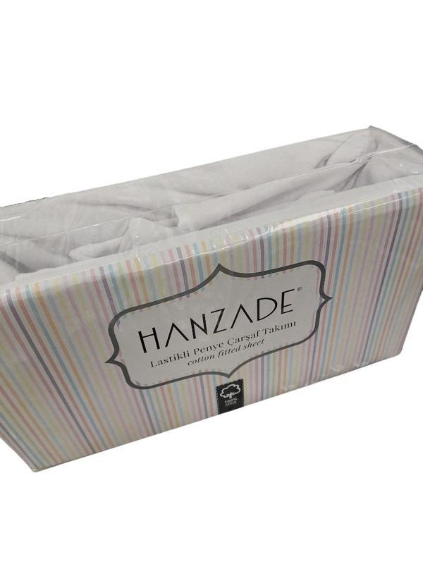 Hanzade %100 Pamuk Penye Lastikli Çift Kişilik Çarşaf Seti (160x200+30) - Beyaz - Image 1
