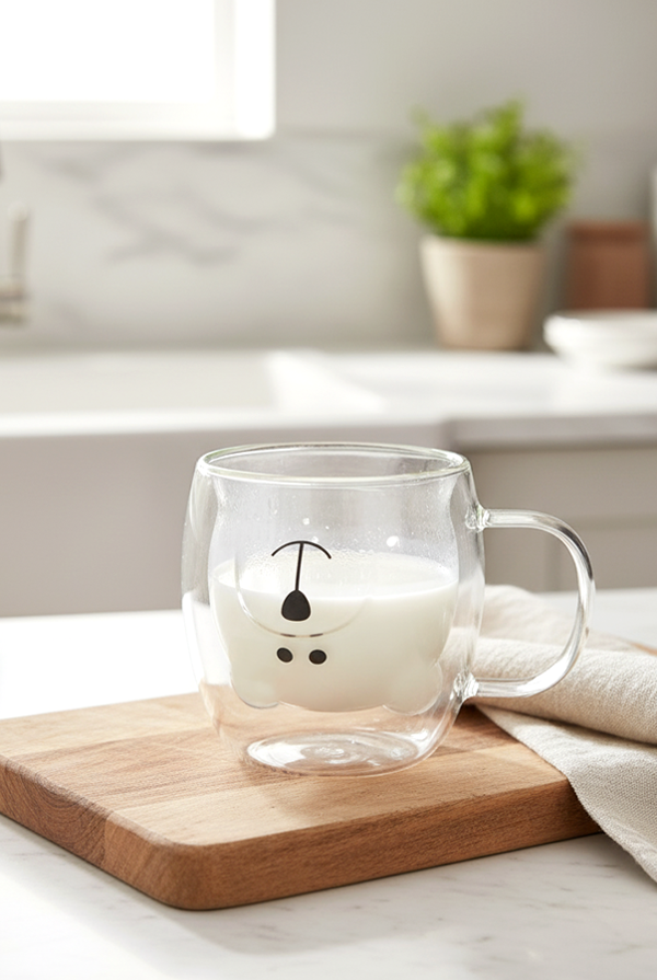 Bonti Tekli Kulplu Çift Cidarlı Ayıcık Bardak 250ml - Image 1