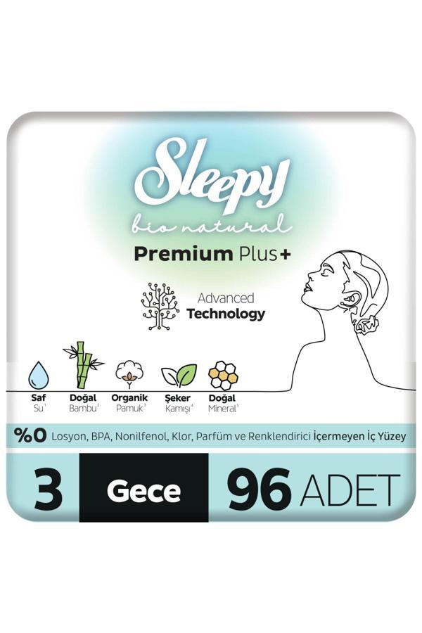 Sleepy Bio Natural Premium Plus Hijyenik Ped Gece 24x4 (96 Adet) - Image 1