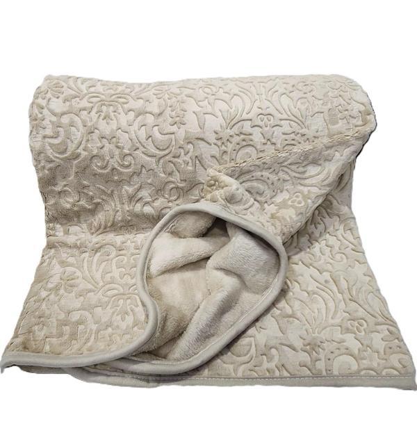 ELEGANT EMBOSS ÇİFT KİŞİLİK İSPANYOL BATTANİYE BEJ - Image 1