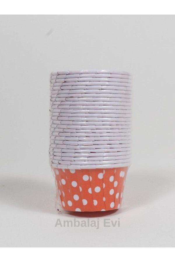 Ambalaj Evi Turuncu Puantiyeli Muffin Kalıbı Muffin Cupcake Kalıbı Kek Kapsülü Bride To Be Parti Muffin Kabı - Image 1