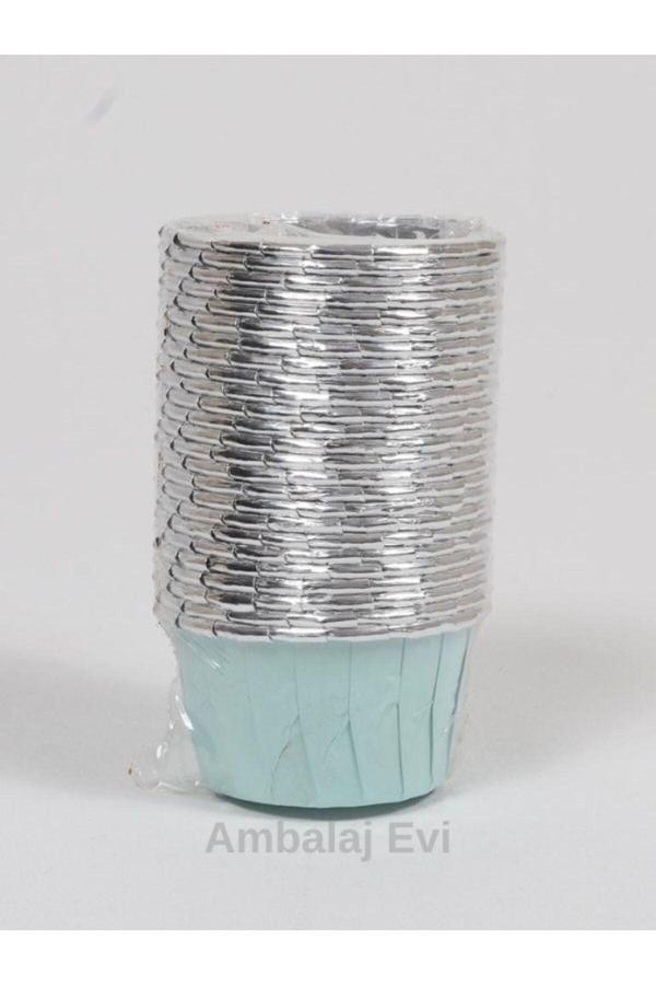 Ambalaj Evi Mint Yeşili Gümüş Rengi Muffin Cupcake Kalıbı Kek Kapsülü Bride To Be Parti 25 Adet - Image 1