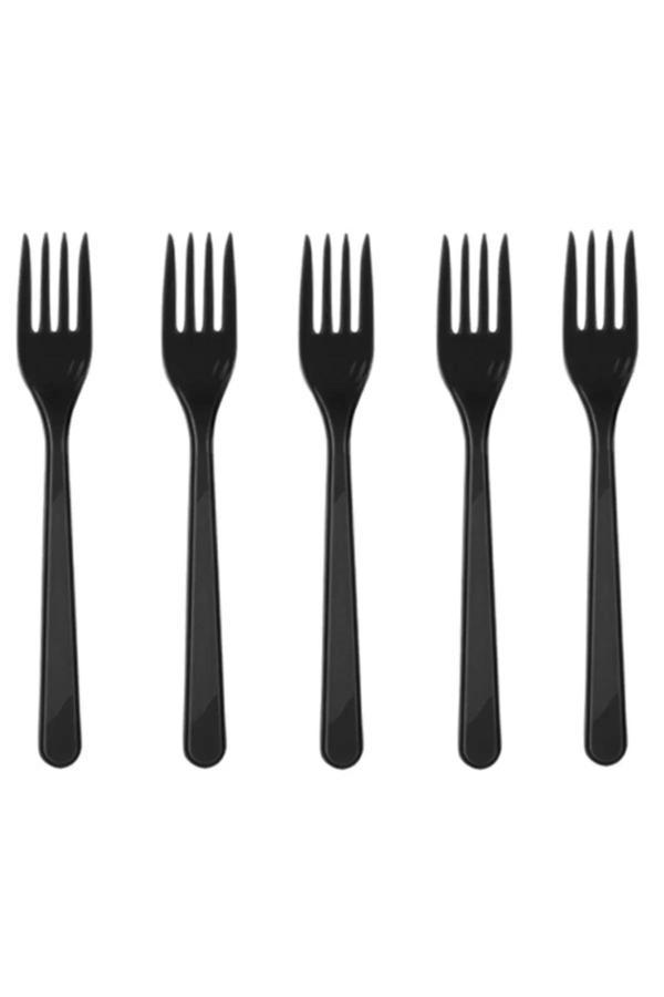 Ambalaj Evi Plastik Çatal Siyah 25 Kişilik Doğum Günü Parti Çatal 25 Adet - Image 1