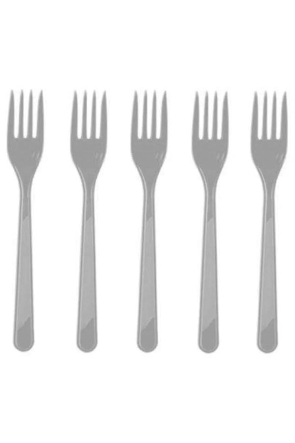 Ambalaj Evi Plastik Çatal 25 Kişilik Doğum Günü Parti Gri Çatal 25 Adet - Image 1