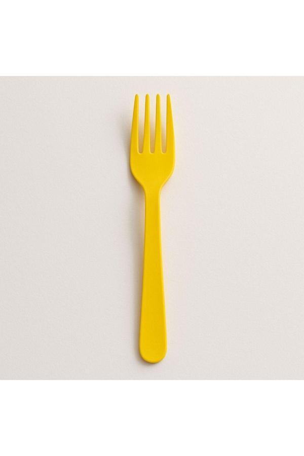 Ambalaj Evi Plastik Çatal Doğum Günü Parti Plastik Çatal Sarı 25 Adet - Image 1