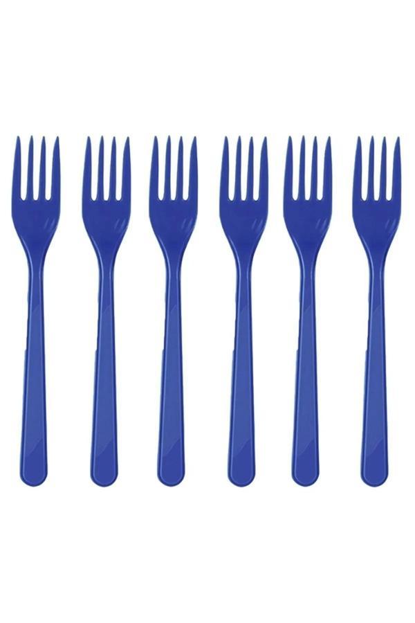 Ambalaj Evi Plastik Çatal Lacivert 25 Kişilik Doğum Günü Parti Çatal 25 Adet - Image 1