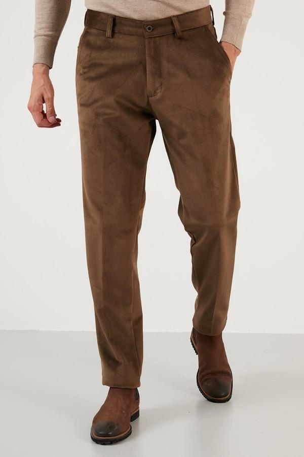 Buratti Normal Bel Regular Fit Düz Paça Erkek Kadife Pantolon 645MERLIN CAMEL - Image 1