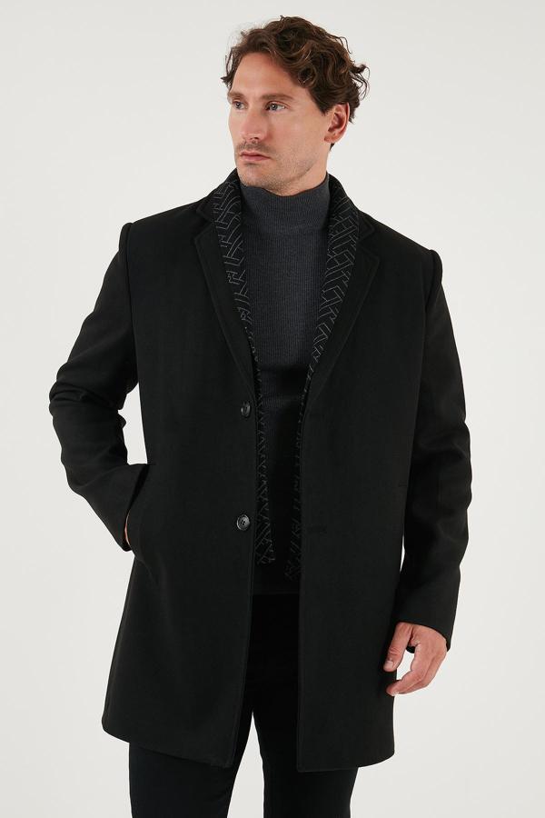 Buratti Yırtmaçlı Slim Fit Mono Yaka Kaşe Erkek Kaban 58400589 SİYAH - Image 1