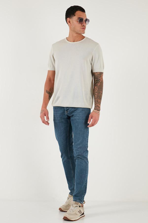 Buratti Pamuklu Slim Fit Normal Bel Dar Paça Jeans Erkek Kot Pantolon 1124C041NAPOLI MAVİ - Image 1