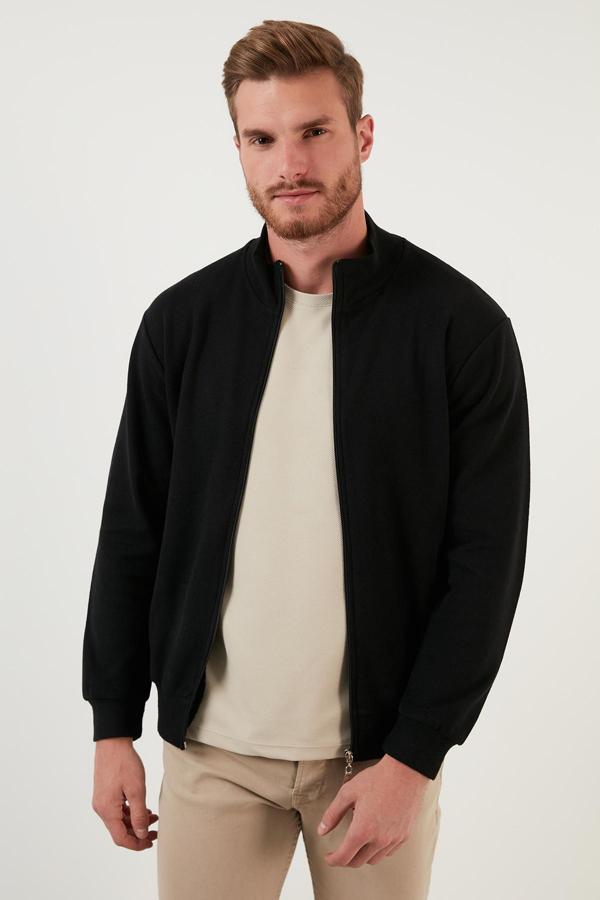 Buratti Pamuklu Regular Fit Fermuarlı Dik Yaka Erkek Hırka 4562103W4 SİYAH - Image 1