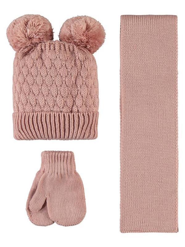 Civil Baby 6-24 Ay Atkı Bere Eldiven Set - Pudra Standart - Image 1