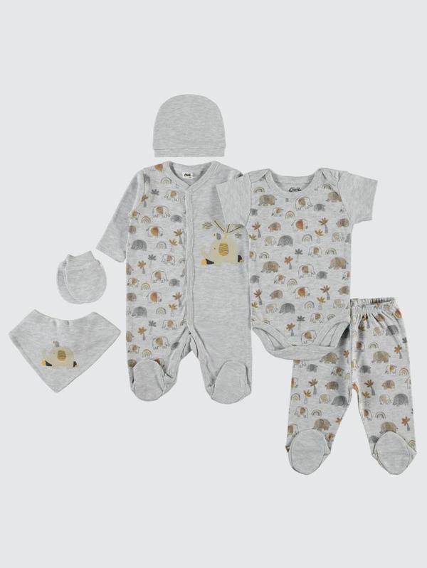 Civil Baby Erkek Bebek 6'lı Zıbın Setleri  - Gri0-1 Ay - Image 1