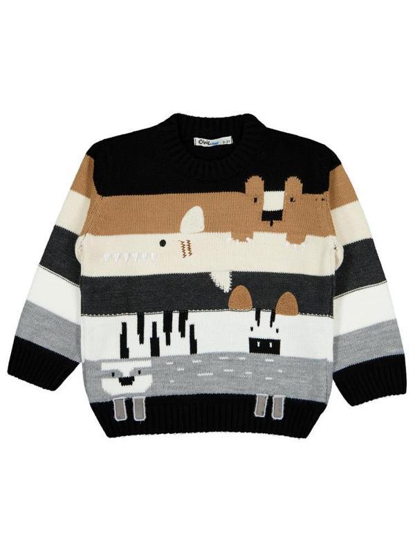 Civil Boys Sevimli Hayvanlar Desenli 2-5 Yaş Kazak - Gri 3-4 Yaş - Image 1