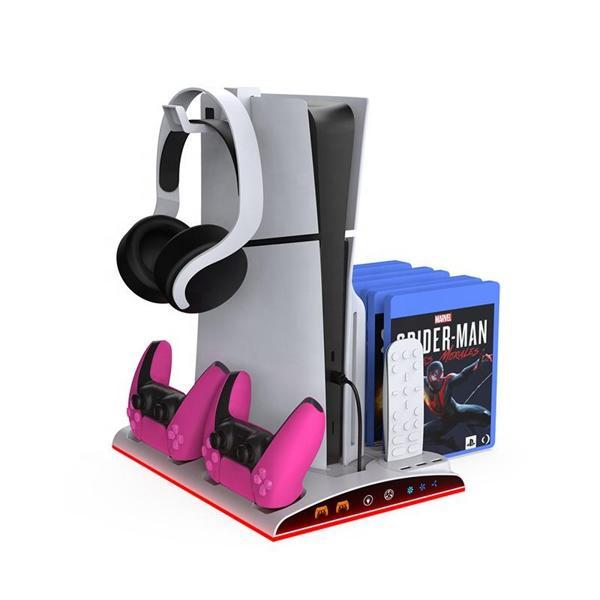 Ps5 Fanlı Şarj Standı- Rgb Işıklı + Soğutma+Kulaklık Tutucu - Image 1
